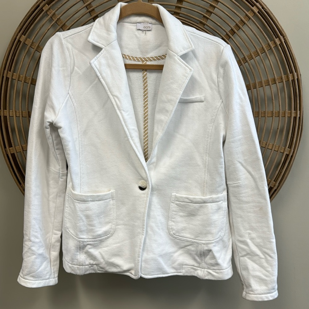 ecru white cotton blazer